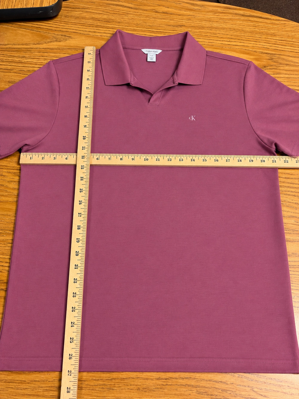 Calvin Klein Men's Large Mauve Maroon Polo Shirt Short Sleeve CK Logo Casual Gol